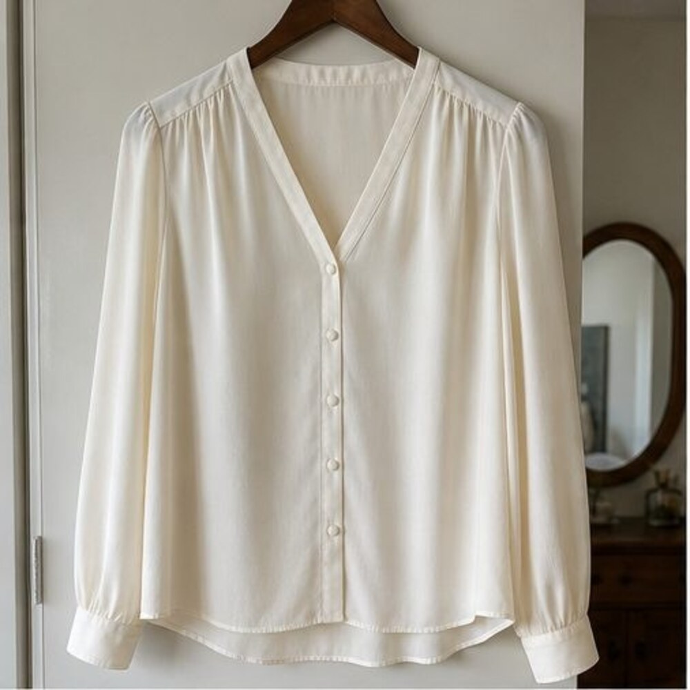 White Pleated Blouse